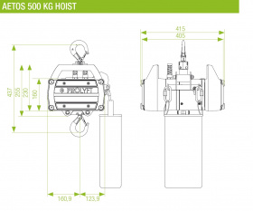 Electrical Chain Hoists PAE-500DC-0020 500kg chain length 20 m