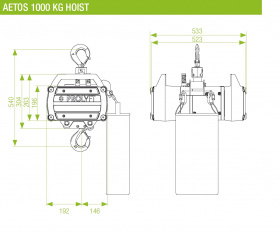 Electrical Chain Hoists PAE-1000DC-0015 1000kg chain length 15 m 